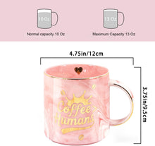 "Coffee＞Human" Ceramic coffee Mug - Funny Novelty Gift for Moms, Friends, Teachers & Coworkers - 13oz Adorable Pink Cup for Birthdays, Holidays & Daily Use - Cute for Women, Teens & Coffee Lovers