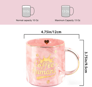 "Coffee＞Human" Ceramic coffee Mug - Funny Novelty Gift for Moms, Friends, Teachers & Coworkers - 13oz Adorable Pink Cup for Birthdays, Holidays & Daily Use - Cute for Women, Teens & Coffee Lovers