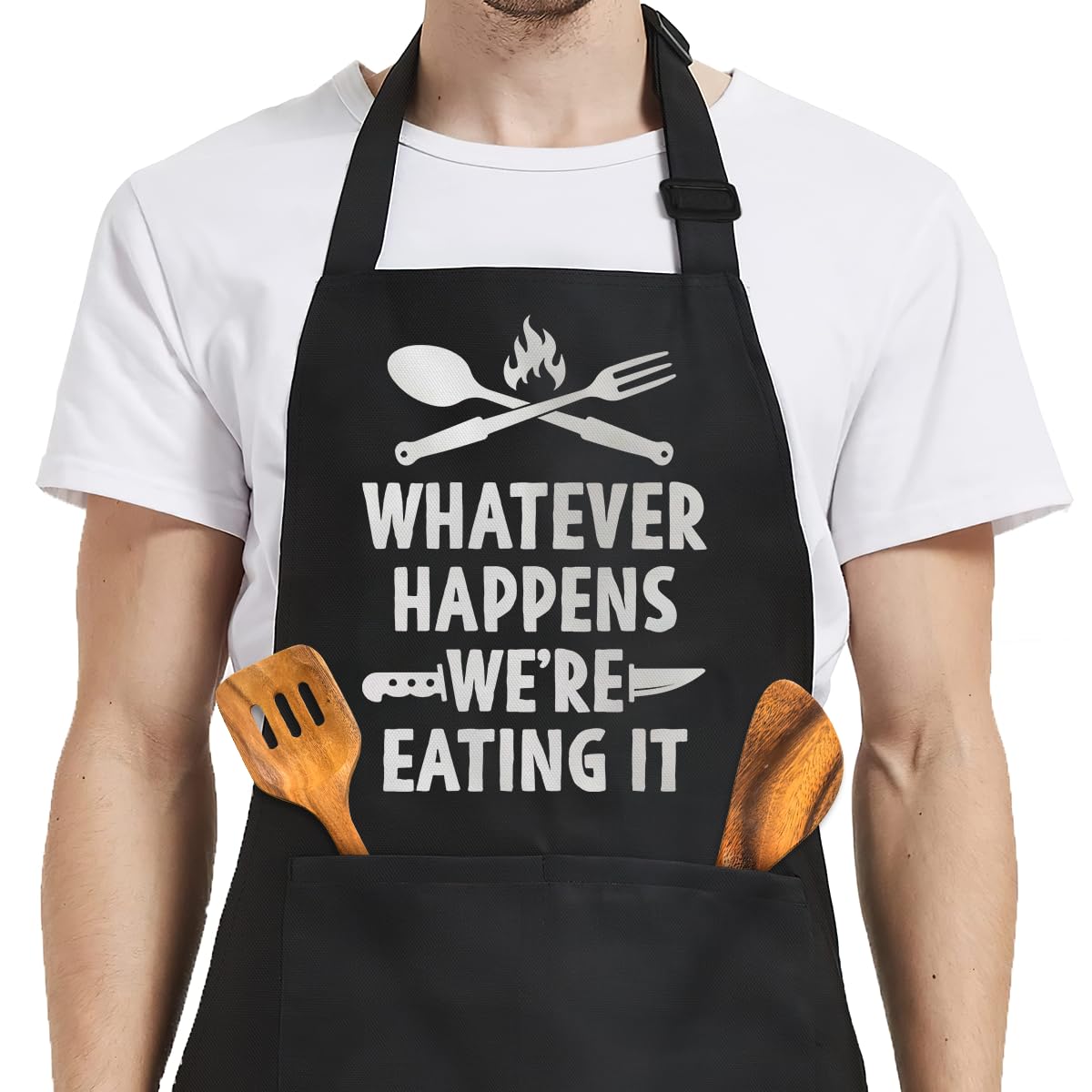 SANDJEST Funny Mens Aprons with Pockets for BBQ Grilling Cooking Grandpa Husband Apron for Birthday Christmas Father's Day