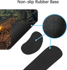 Desk Mat, Large Gaming Mouse Pad with Wrist Rest, 4 in1 XXL Mouse pad+Keyboard Wrist Rest+Mouse Pad Wrist Support+Cup Coaster Set, Ergonomic Desk Pad for Home Office, Trees Library