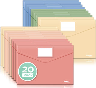 Sooez 10Pack Plastic Envelopes, Plastic File Folders, Clear Folders for Documents Trendy Colors, Super Heavyweight Document Holders, Storage Pouches, File Envelopes for School Office Supplies