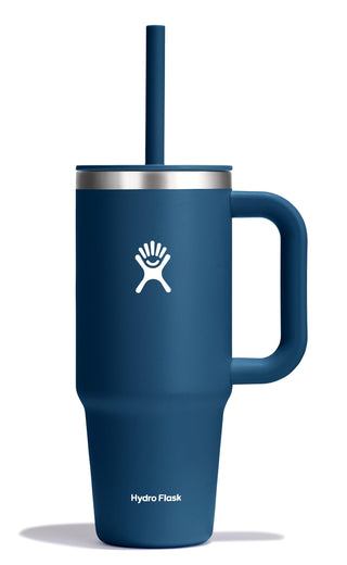 Hydro Flask Travel Tumbler with Handle, Lid and Straw - Insulated Stainless Steel in 32 Oz Trillium