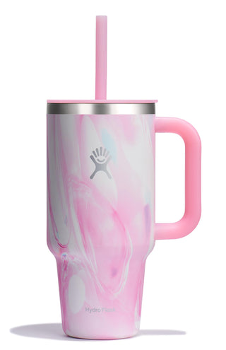 Hydro Flask Travel Tumbler with Handle, Lid and Straw - Insulated Stainless Steel in 32 Oz Trillium