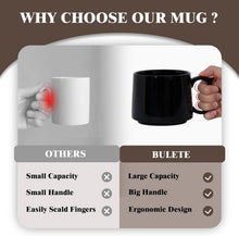 Coffee Mugs Gift Set of 4, Large 19 oz Stackable Ceramic Coffee Mug, Coffee Cups with Large Handle for Latte, Cappuccino, Milk, Tea, Dishwasher & Microwave Safe, Ideal for Men, Women - Black