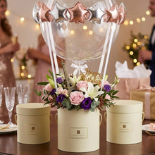 Hollyone Ivory Gift Box with Lids Set of 3 Round Nesting Gift Boxes for Presents 3 Assorted Sizes Flowers Arrangements Box for Gift Giving Christmas Valentine Thanksgiving Mom Gifts Present Wrapping