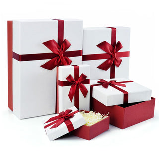Gift Boxes with Lids for Presents, Set of 5 Black Gift Boxes, Pre-warpped Nesting Boxes for Gifts, Luxury Gift Box for Father's Day, Anniversaries, Birthdays,Weddings, etc.