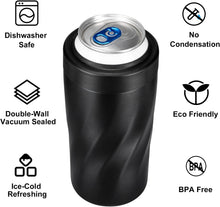 Insulated Stainless Steel 24 oz Tumbler with Freezable Drink Can Cooler for all 12 oz Slim Can,Regular Can,Beer Bottle & All Drinks (Frosted Black)