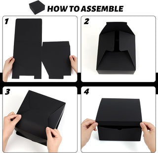 YUEFANBOX Black Gift Boxes with Lids, 8x8x4 inches, 10 Pack – Easy Assemble Bulk Boxes with Bottom Stickers for Groomsmen Proposals, Wedding Favors, Birthdays & Christmas