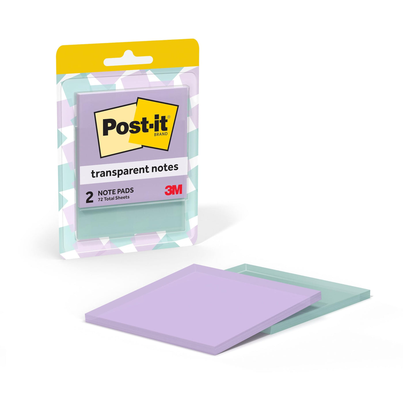 Post-it Transparent Notes, 2.8 in. x 2.8 in., Pastel Sticky Notes, School Supplies, Office Products, Great for Studying, 2 Pads