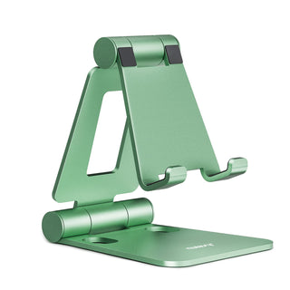 Nulaxy Dual Folding Cell Phone Stand, Fully Adjustable Foldable Desktop Phone Holder Cradle Dock Compatible with iPhone 17 16 15 14 13 12 11 Pro Xs Xs Max Xr X 8, Nintendo Switch, All Phones - Gold