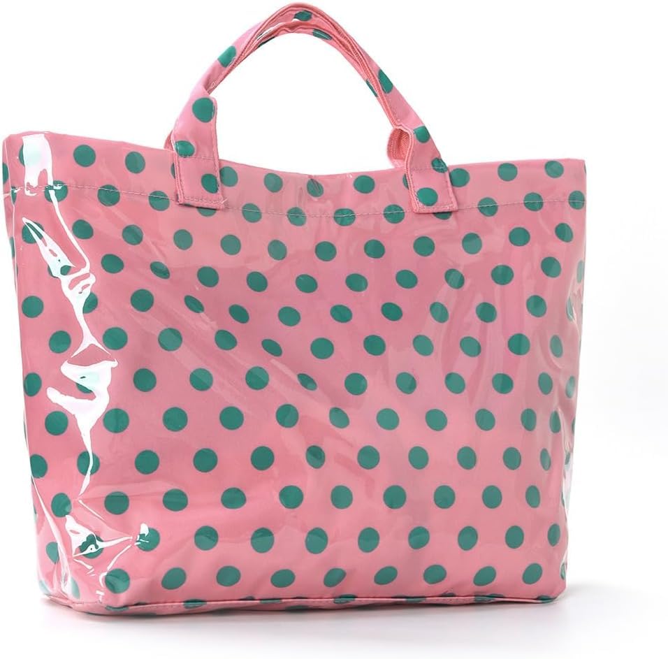Lushandy PVC Tote Bag Women's Letters Print Hobo Handbag 14L Waterproof Plastic Tote Purse for Work, Beach, Shopping