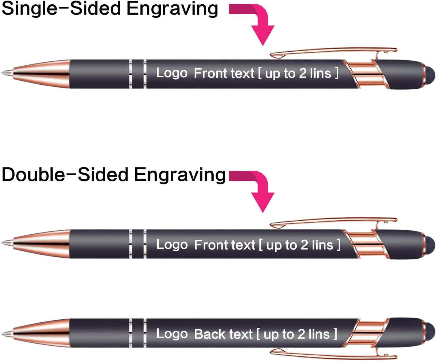 Bulk Custom Pens Personalized, Customized Pens with Name/Logo Printing Perfect for Business, Birthday, Wedding, Graduation Gifts & Party Events 5 to 2000 Pieces Pack Ballpoint Pens