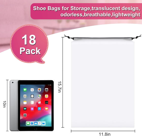 Vivinin 18 Pack Shoe Bags - 11.8in x 15.7in, Storage Bags for Packing, Travel Essentials for Men and Women - hover image
