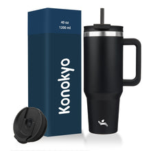 Konokyo 40 oz Tumbler with Handle and 2 Straws,2 in 1 Lid Insulated Water Bottle Stainless Steel Travel Coffee Mug,Mint