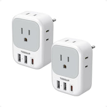 TESSAN 2 Pack European Travel Plug Adapter, Europe Power Converter 4 Outlets 3 USB(1 USB C PD 20W), Type C International Adaptor to Italy Spain France Portugal Iceland Germany, EU Travel Essentials