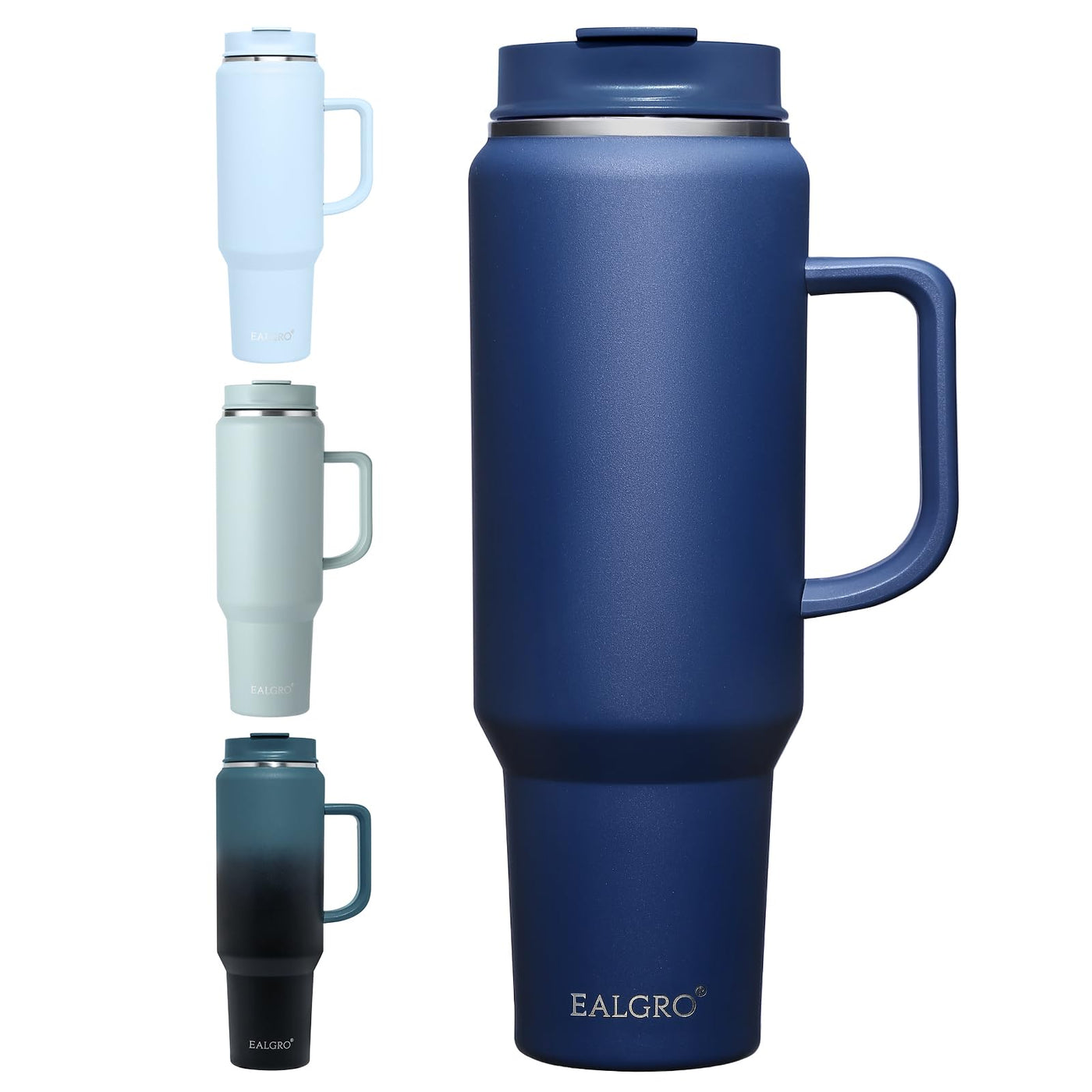 EALGRO 40 oz Tumbler with Handle, Insulated Tumblers with Lid and Straw, Large Metal Sports Water Bottle Jug, Thermal Stainless Steel Travel Coffee Mug Cup, Black