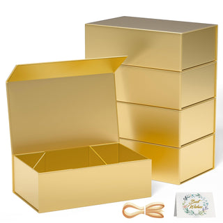 RYDDOY Black Gift Box, 9.5x6x3'' Gift boxes for Presents with Lids Magnetic Closure Rectangle Collapsible for Groomsman Proposal Box, Wedding, Christmas, Halloween, Birthday Gift Packging