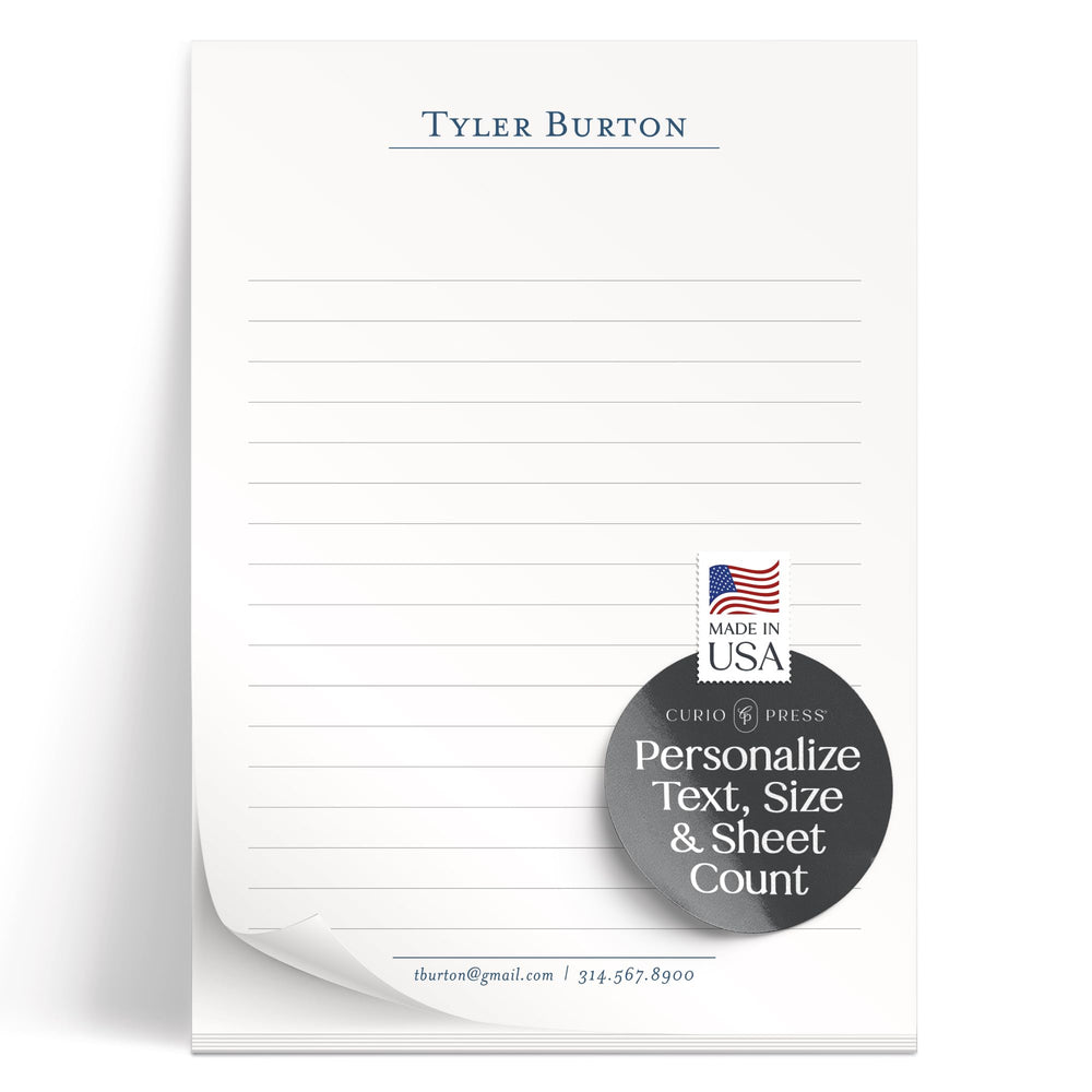 Curio Press Personalized Stationery Note Cards with Envelopes, A2 & A7 Flat Card with Custom Note Cards Name and Contact Info, Personalized Stationary for Men Custom Card - Prestige Flat