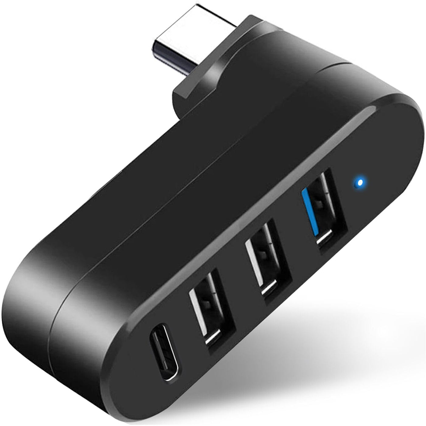 VIENON 4-Port USB 3.0 Hub [90°/180° Degree Rotatable], USB Splitter with PD-in 5W USB C Port, USB Extender for Laptop, Car, iMac, MacBook Air, MacBook Pro, and More