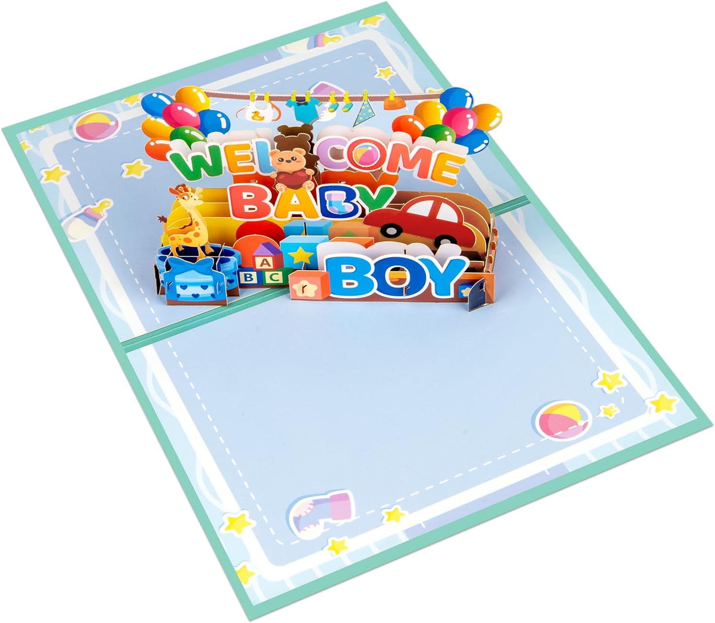 Welcome Baby Boy Pop Up 3D Greeting Cards with Blank Note & Envelope, ideal celebration gift for Baby Shower, Love, Anniversary, Special Moments, Inspirational, Birthday, Holiday, Party