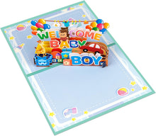 Welcome Baby Boy Pop Up 3D Greeting Cards with Blank Note & Envelope, ideal celebration gift for Baby Shower, Love, Anniversary, Special Moments, Inspirational, Birthday, Holiday, Party