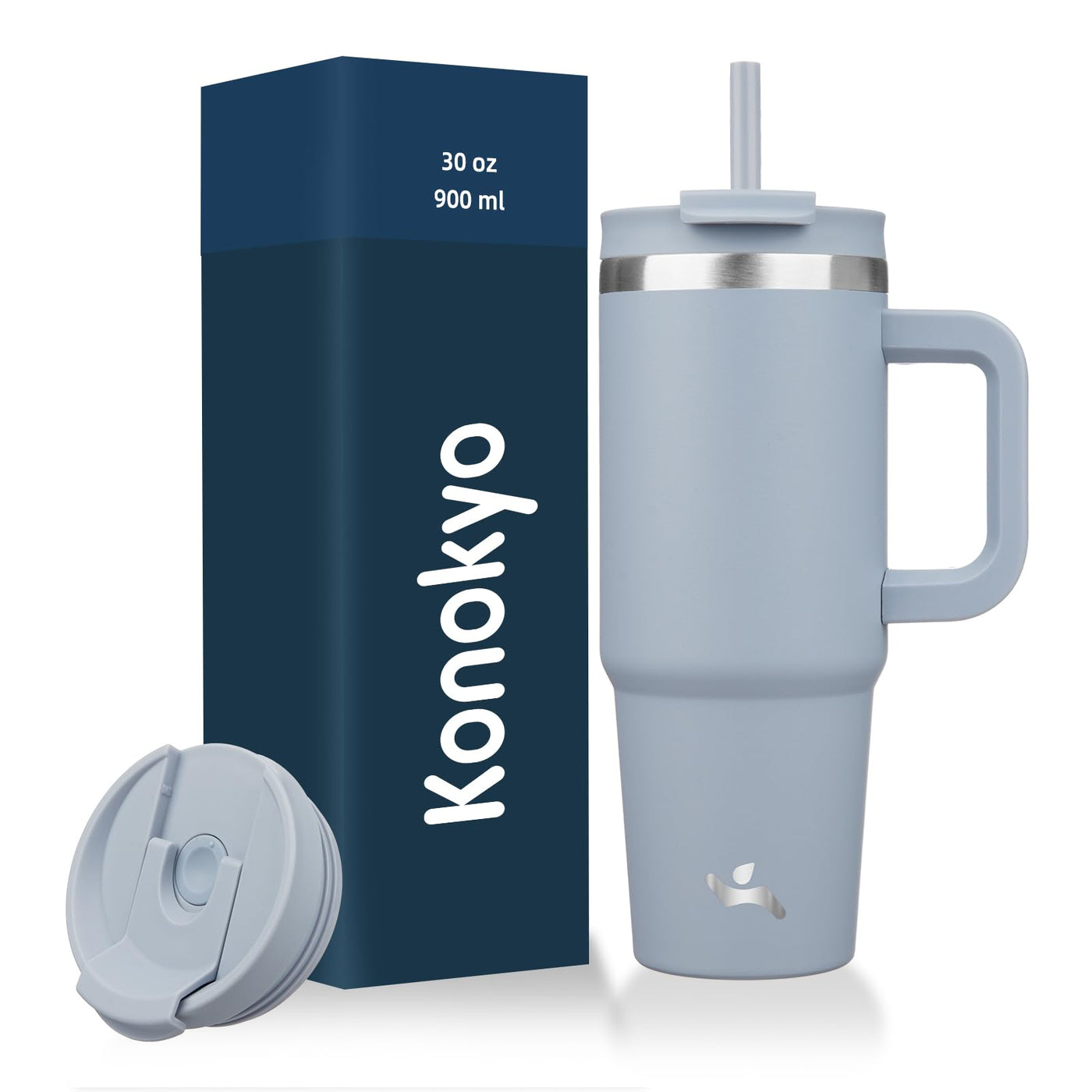 Konokyo 40 oz Tumbler with Handle and 2 Straws,2 in 1 Lid Insulated Water Bottle Stainless Steel Travel Coffee Mug,Mint