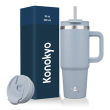 Konokyo 40 oz Tumbler with Handle and 2 Straws,2 in 1 Lid Insulated Water Bottle Stainless Steel Travel Coffee Mug,Mint