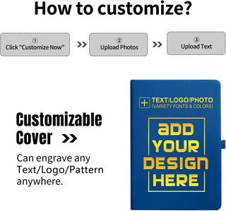 Personalized Notebook-Can Customize Logo/Text/Image, Customizable A5 Journal Notebook Daily Journals For Writing-192 Lined Pages 8.5 x 5.71 Inch,Black
