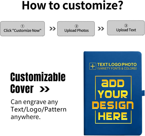 Personalized Notebook-Can Customize Logo/Text/Image, Customizable A5 Journal Notebook Daily Journals For Writing-192 Lined Pages 8.5 x 5.71 Inch,Black - hover image