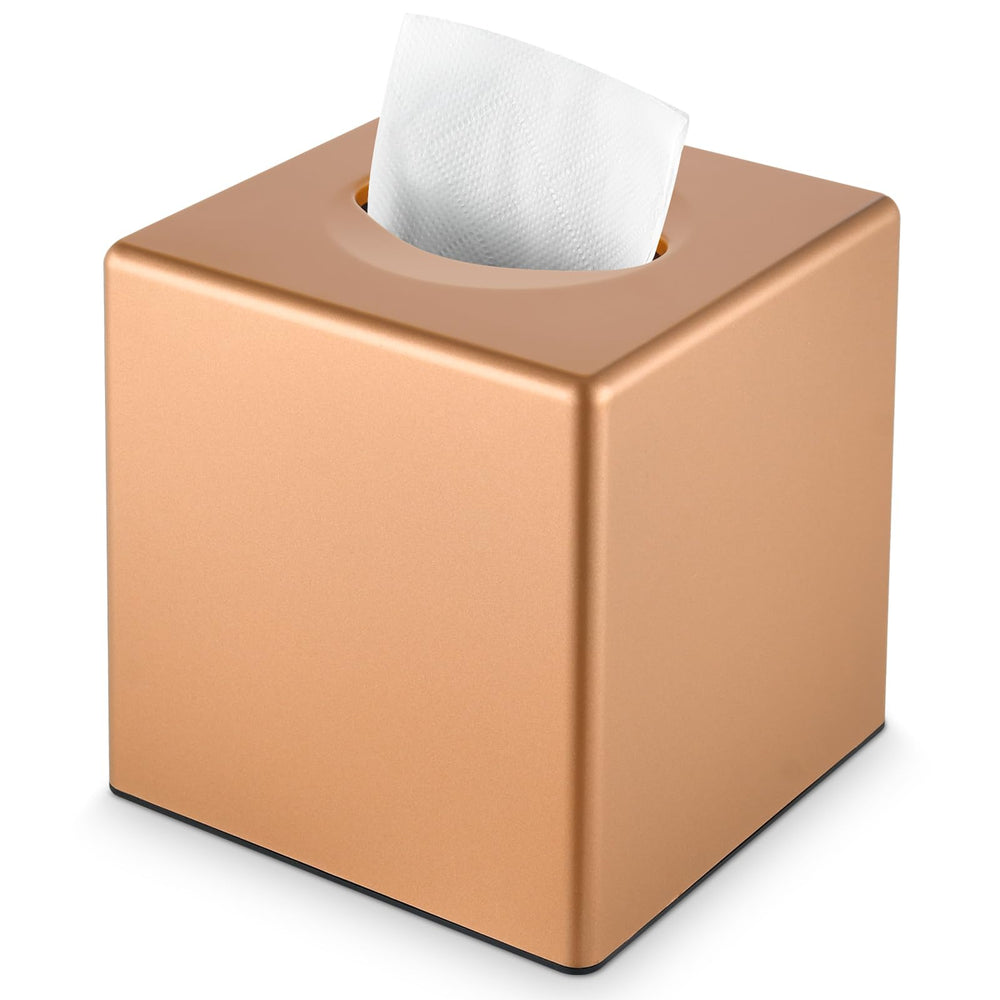 Y-in Hand Tissue Box Cover, Modern Decorative Square Facial Storage Tissue Box Holder, Home Accessories for Bathroom Vanity Countertops, Dressers, Night Stand, Parlors and Office - Matte Black