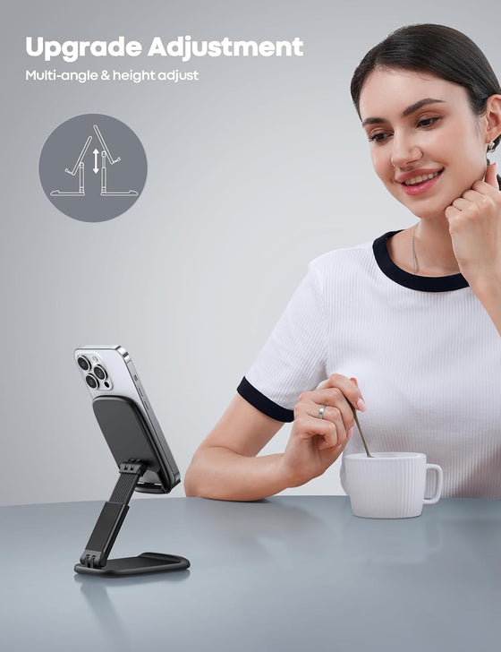 Lamicall Cell Phone Stand for Desk - [Height Adjustable] Foldable Mobile Phone Holder, Portable Stand for iPhone 17 16 15 14 13 12 11 Pro Max Plus Air, Galaxy S25, Office Gift, Telephone Accessories - hover image