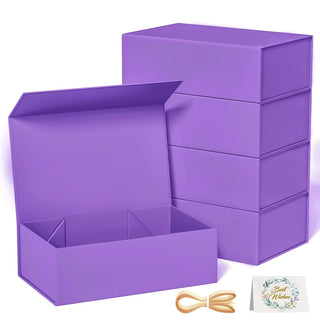 RYDDOY Black Gift Box, 9.5x6x3'' Gift boxes for Presents with Lids Magnetic Closure Rectangle Collapsible for Groomsman Proposal Box, Wedding, Christmas, Halloween, Birthday Gift Packging