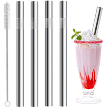 Vinaco Stainless Steel Smoothie Straws, 0.4'' Extra Wide Reusable Metal Drinking Straws for Milkshake, Smoothie, Beverage, Set of 4 with 1 Cleaning Brush