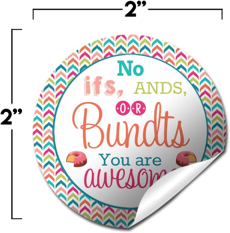 “No IFS, Ands, or Bundts” Teacher, Staff, or Employee Appreciation Thank You Sticker Labels, 40 2" Party Circle Stickers by AmandaCreation, Great for Envelope Seals & Gift Bags…