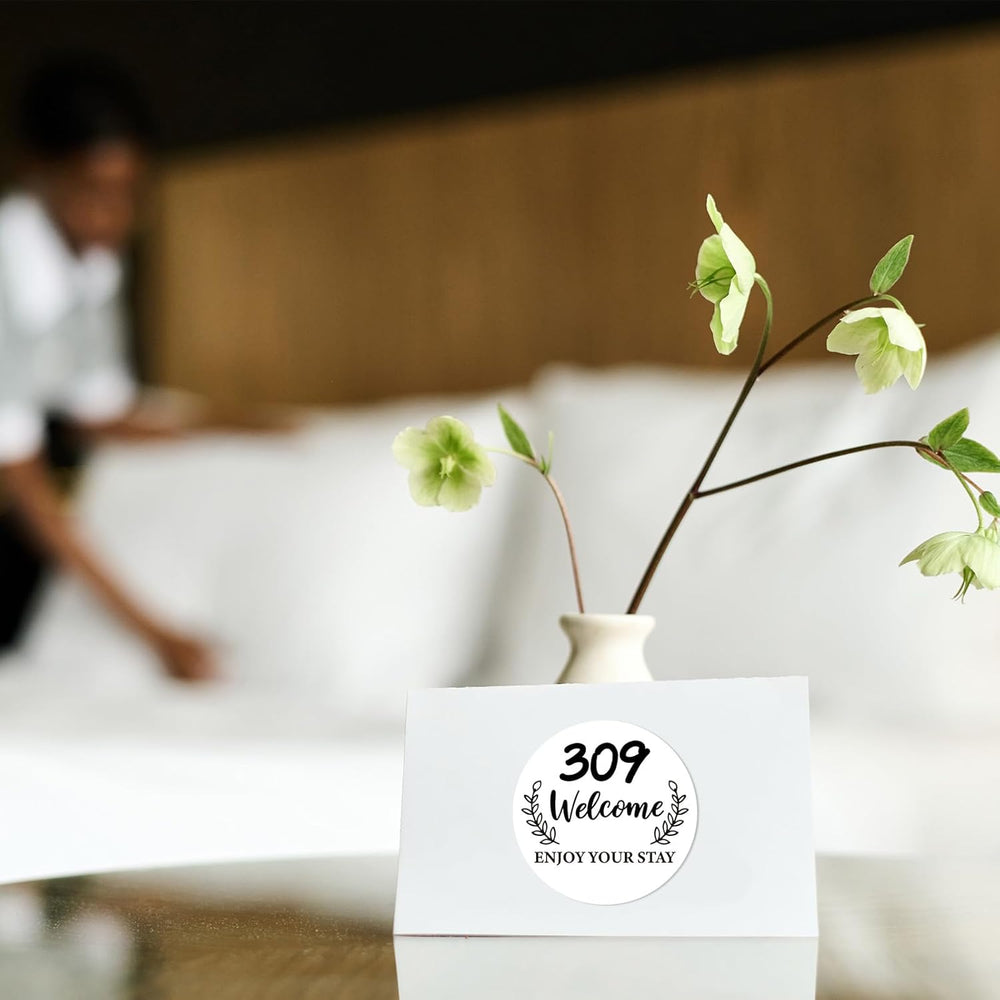 800pcs Welcome & Enjoy Your Stay Stickers 2 Inch Hotel Welcoming Guest Label Welcome Enjoy Your Stay Motel Key Card Envelope Seals for Inn Lodge Resort Airbnb Hotel Welcoming Decorating