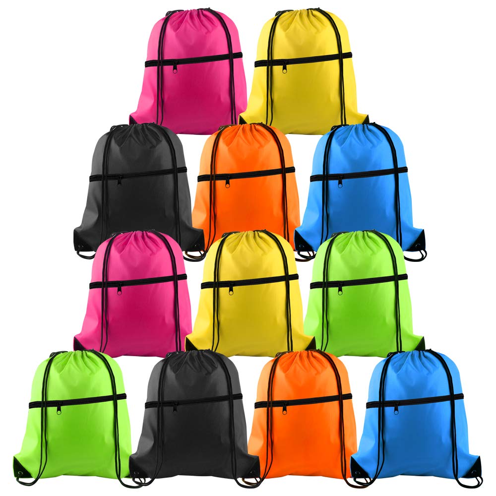 KUUQA 2 Pcs Drawstring Backpack Bags Sports Cinch Sack String Backpack Storage Bags for School Gym Traveling (Black)