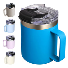 12oz Stainless Steel Insulated Coffee Mug with Handle, Double Wall Vacuum Travel Mug, Tumbler Cup with Sliding Lid, Navy
