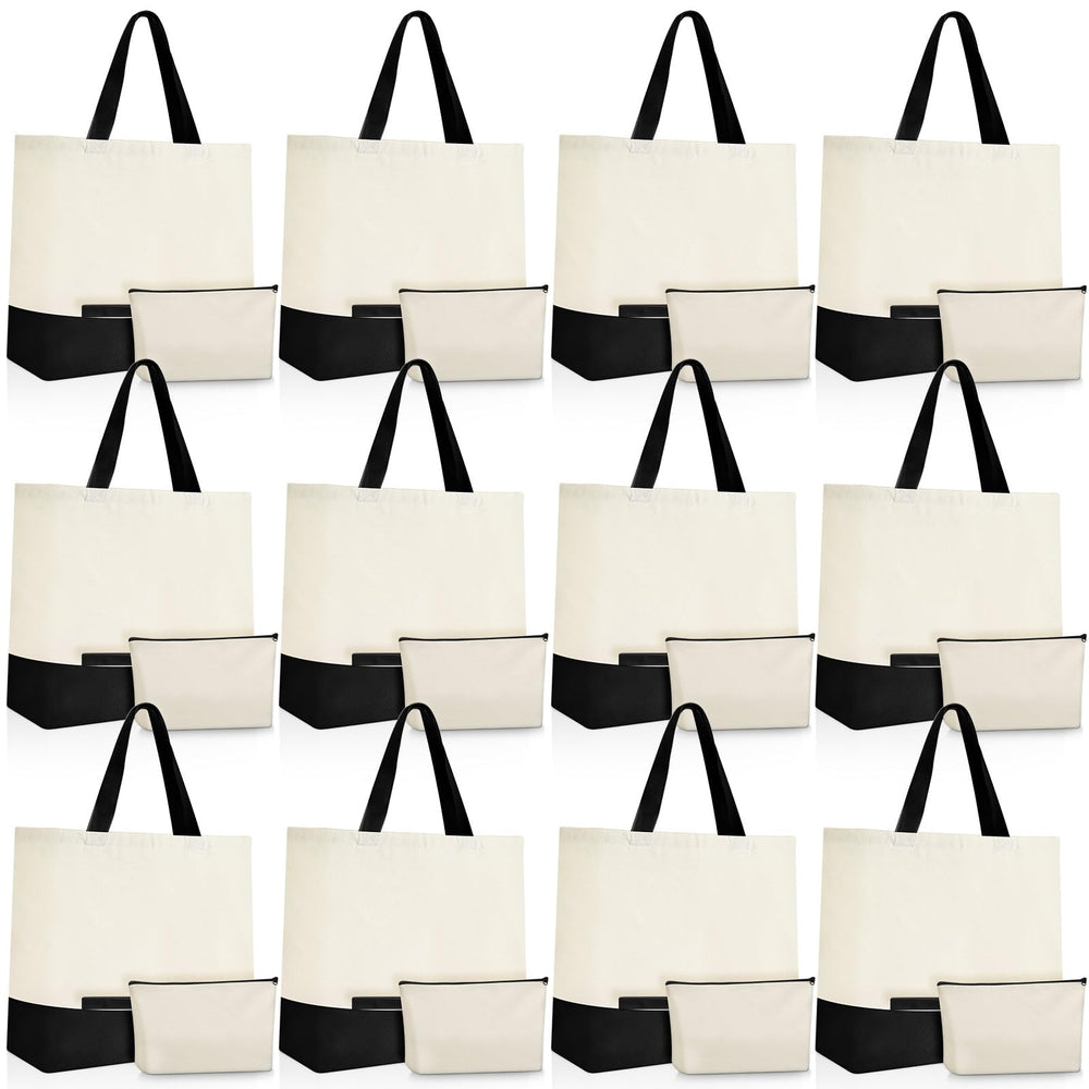 Sanwuta 24 Pcs Canvas Tote Bags Bulk 18.5" Cotton Cosmetic Bags Reusable Shopping Tote with Handles