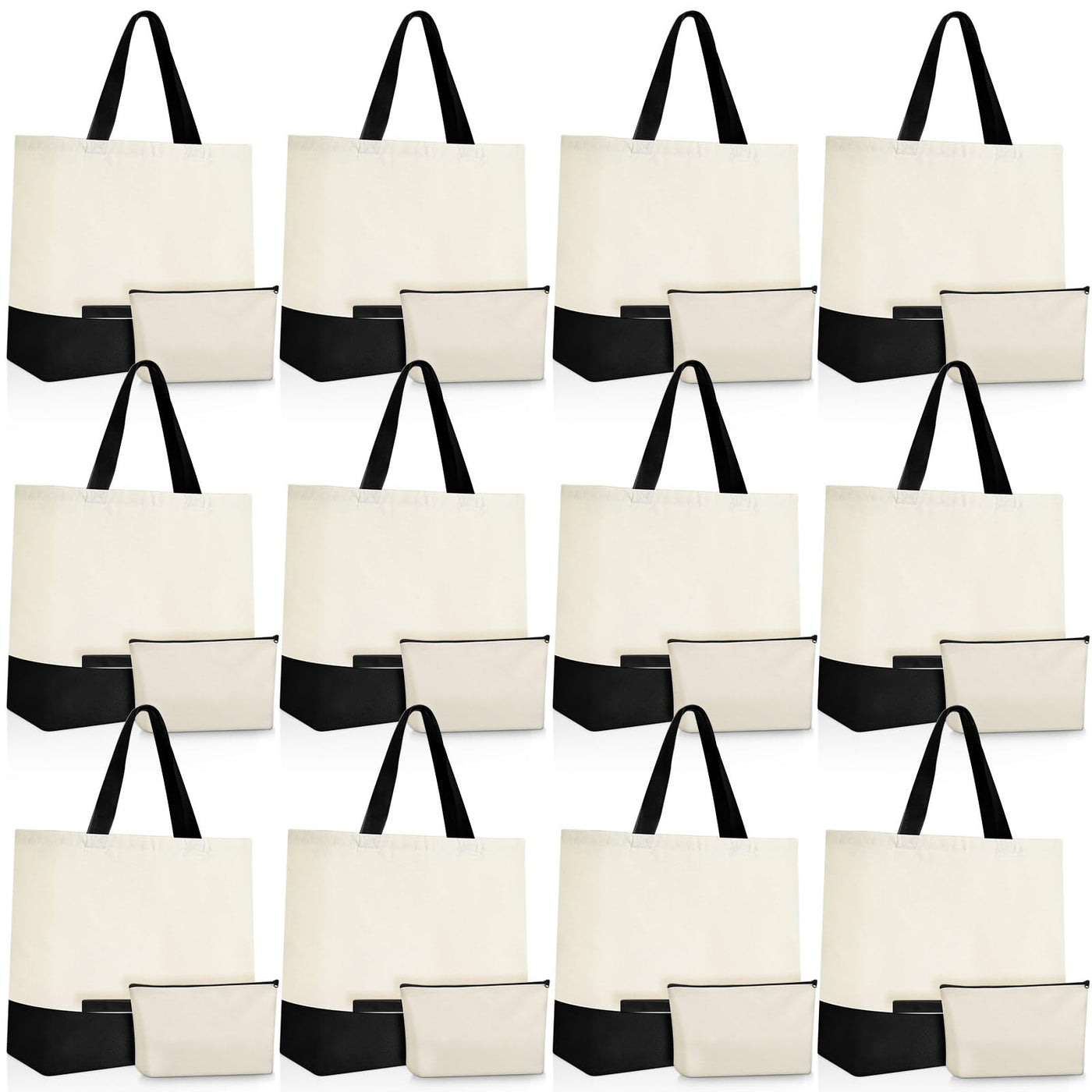 Sanwuta 24 Pcs Canvas Tote Bags Bulk 18.5" Cotton Cosmetic Bags Reusable Shopping Tote with Handles