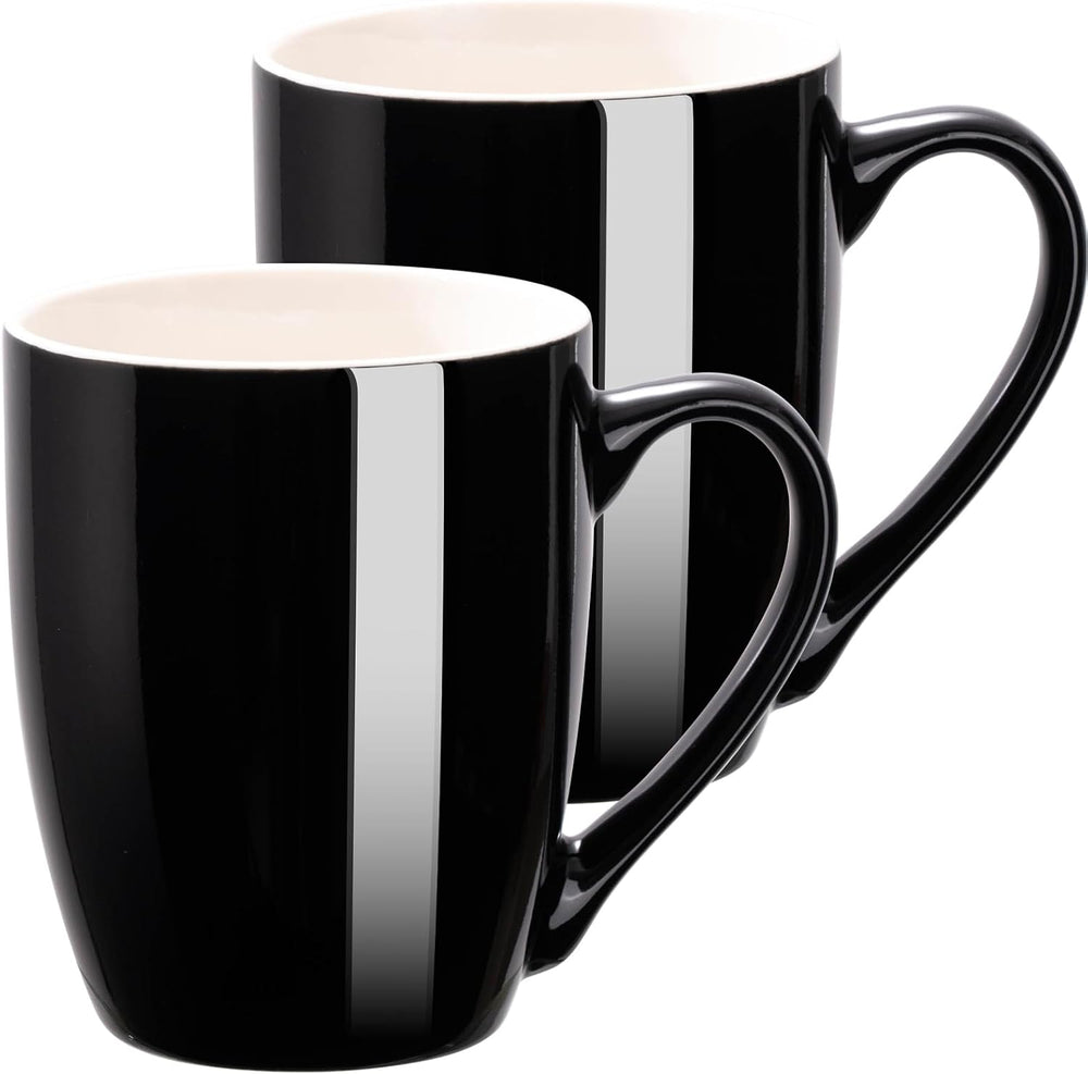 gegewawa Coffee Mug Ceramic, Black Coffee Cups Ceramic Set of 2, 12 Oz Large Coffee Mug for Latte, Tea, Cappuccino, Cocoa-Microwavable