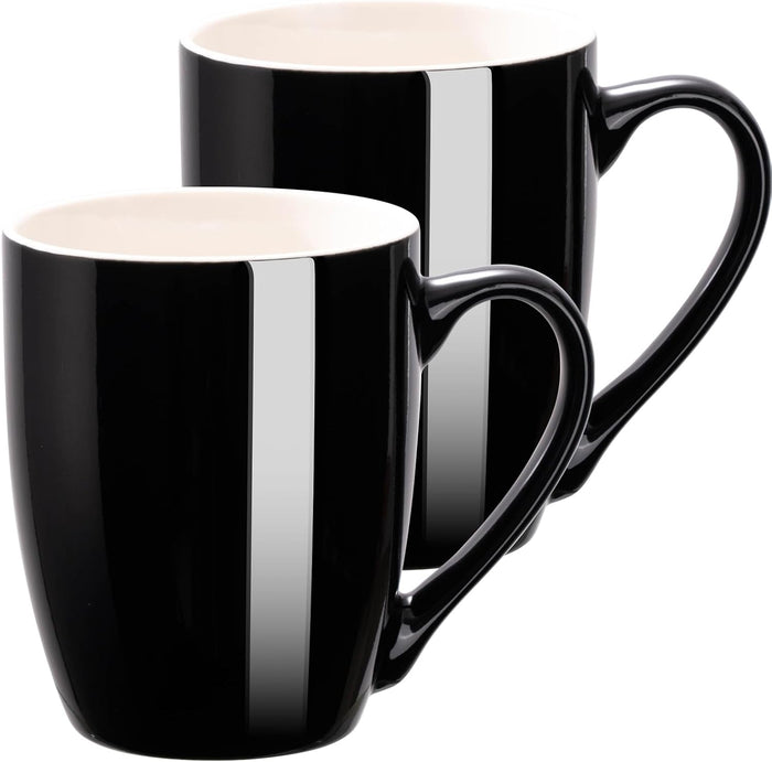 gegewawa Coffee Mug Ceramic, Black Coffee Cups Ceramic Set of 2, 12 Oz Large Coffee Mug for Latte, Tea, Cappuccino, Cocoa-Microwavable