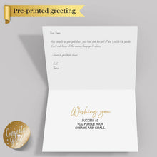 Paper Play Elegant Graduation Card with Pre-Printed Message – Navy Blue & Gold Foil Design – Inspirational Greeting Card for Graduates – Perfect for High School, College, University