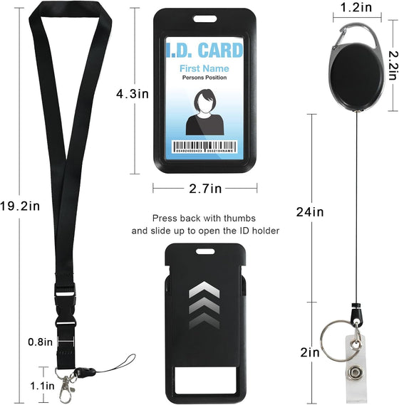 Retractable ID Badge Holder with Breakaway Lanyard,Heavy Duty Badge Reel,Detachable Keychain, Cruise Ship Cards Holder,for Nurse Officer Teacher Security Staff Women Men - hover image