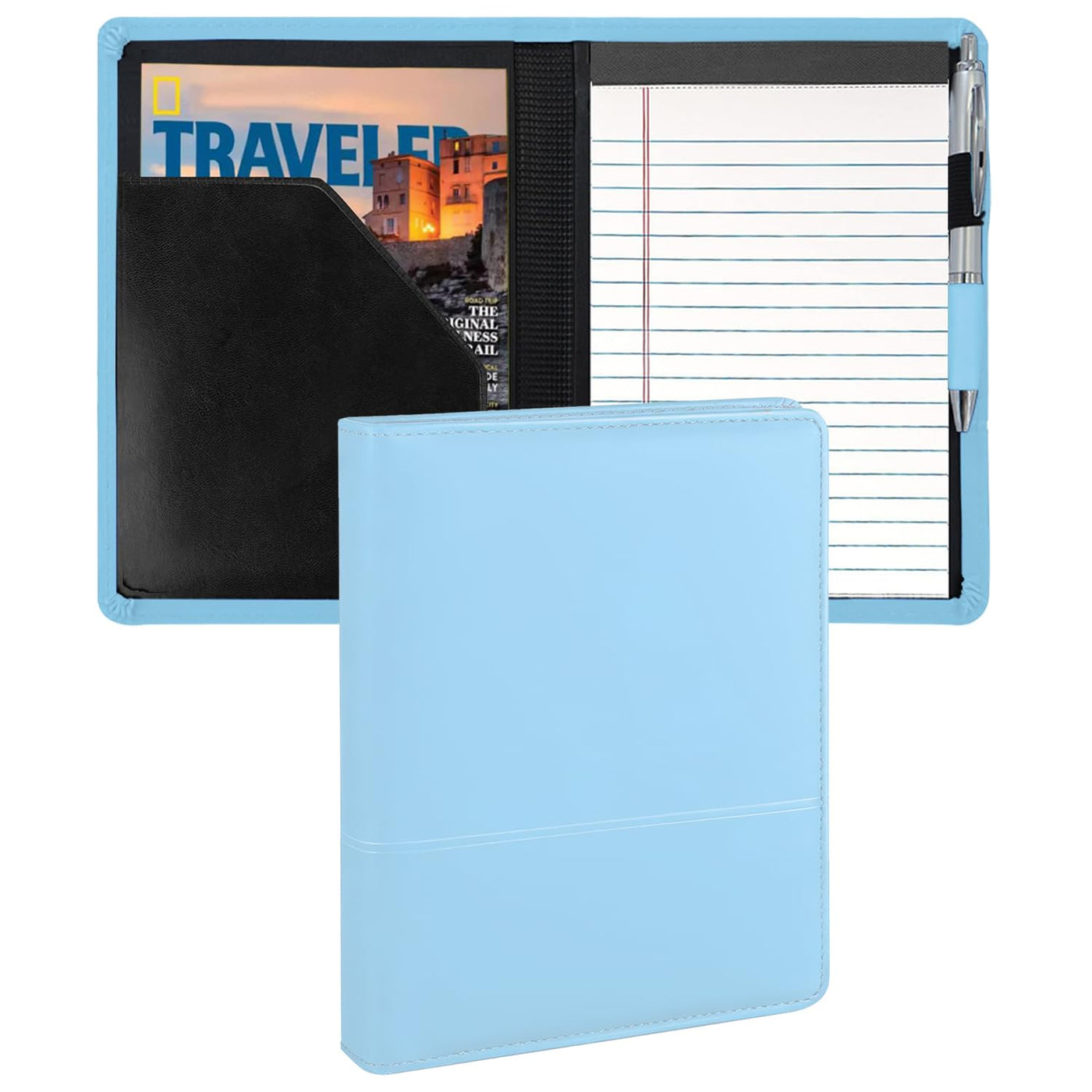 Padfolio/Portfolio Binder, Mini Padfolio Portfolio Binder 5 x 8 Legal Writing Pad, A5 Document Organizer Folder for Men Women,Silver