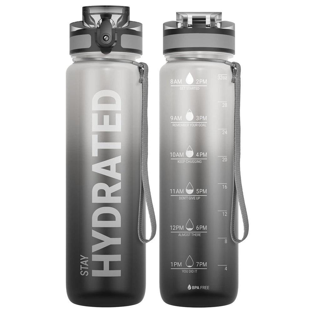 Sahara Sailor Water Bottle 32oz, Durable and Leakproof Water Bottles Motivational with Time Marker, Tritan, BPA Free, Wide Mouth with Easy Clean Brush for Gym, Travel, Home, School, Office (1 Bottle)