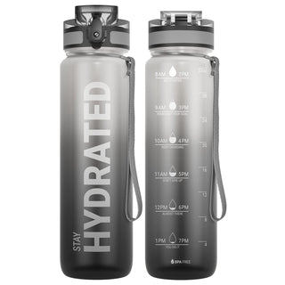Sahara Sailor Water Bottle 32oz, Durable and Leakproof Water Bottles Motivational with Time Marker, Tritan, BPA Free, Wide Mouth with Easy Clean Brush for Gym, Travel, Home, School, Office (1 Bottle)