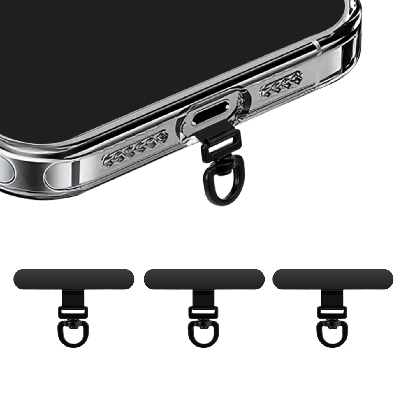 Yojaro 360° Rotating Stainless Steel Phone Tether Tab (3-Pack) - Universal for iPhone & Other Phones (Fits Wristbands/Necklaces/Crossbody Straps)