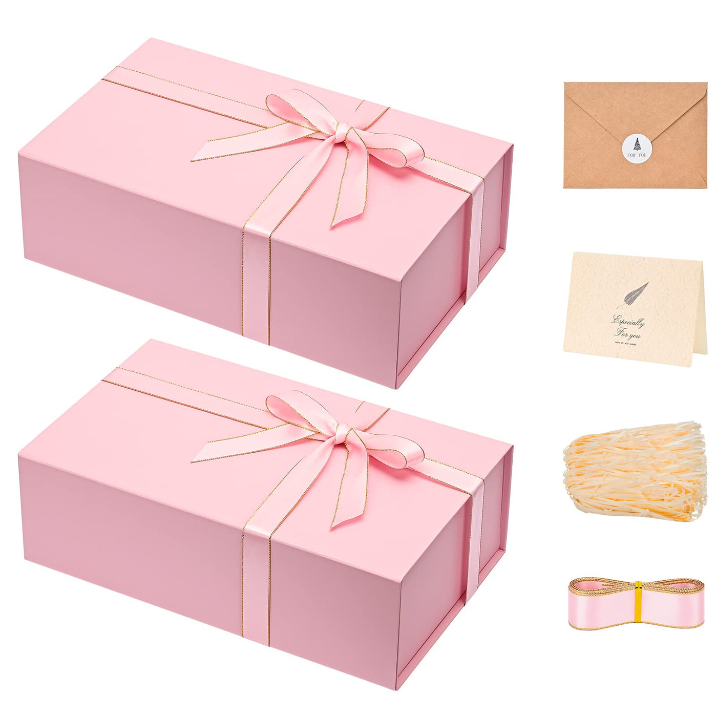 LIFELUM Gift Box 13.5''x10''x4'' Large Gifts Box with Magnetic Lids Black Gift Boxes for Father's Day graduation gifts Contains Card, Ribbon, Filler