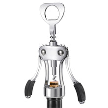 KORCCI Wine Opener, Heavy-Duty Zinc Alloy Wing Corkscrew, Premium Beer Bottle Opener, Multifunctional Wine Accessories with Ergonomic Handle and Sharp Screw, for Kitchen, Bar, Restaurant (SILVER)