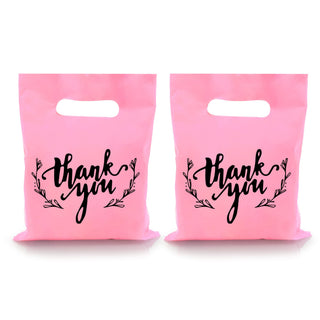 KEEPARTY 100 PCS Small Thank You Merchandise Bags Plastic Goodie Bags Party Favor Bags for Birthday Party Baby Shower Wedding Merchandise Gifts Trade Shows (Pink)